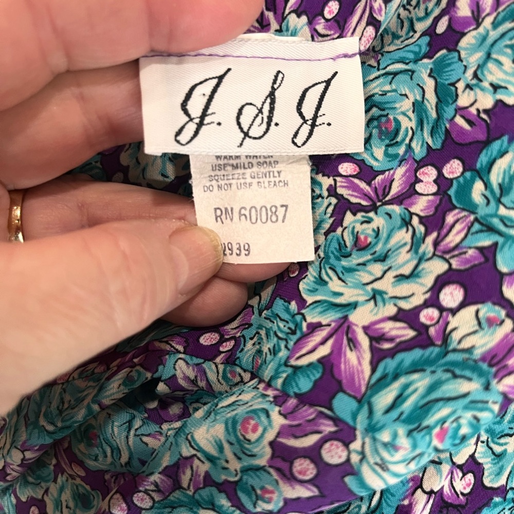 Cottagecore collegiate modesty accordion floral 80’s belted dress 7/8 - Picture 10 of 11